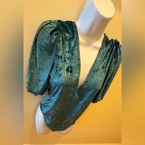 New, Free People, Deep Teal, Intimately Free, Velvet Bodysuit Top, Small